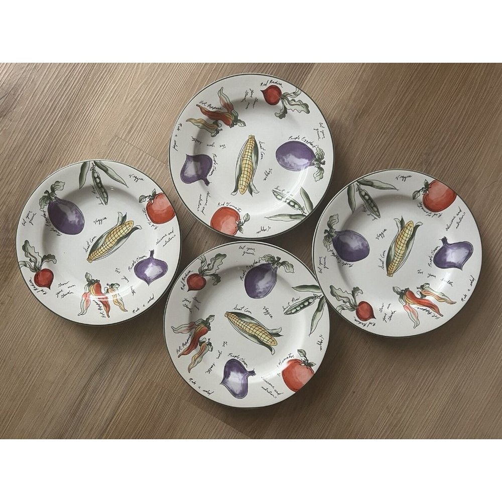 Vintage Salad Plates Set By Furio; Indonesia